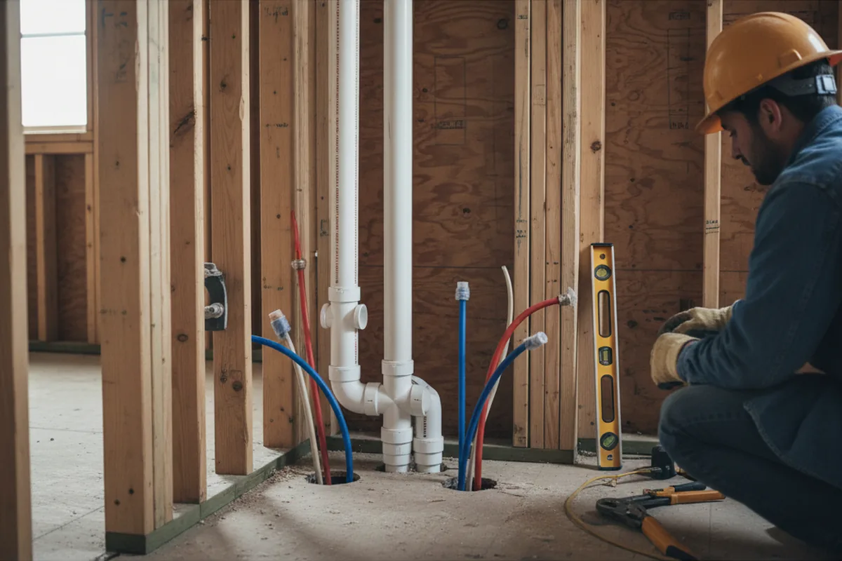 Drain and supply rough-in during Sump Pump Repair in Allons